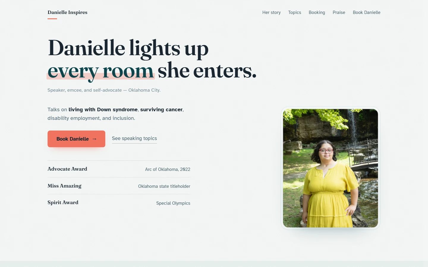 Danielle Inspires homepage on desktop