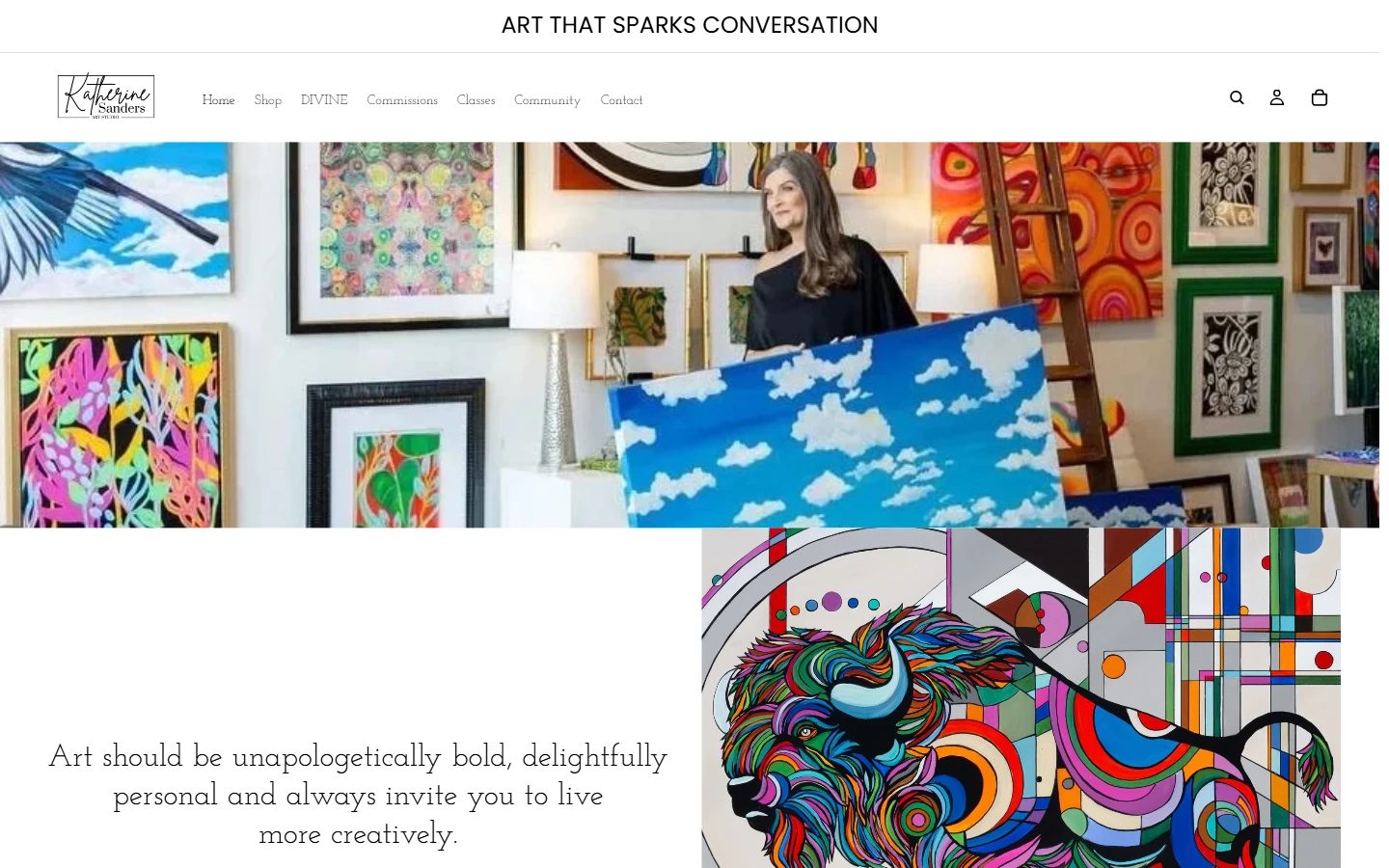 Katherine Sanders Art homepage on desktop